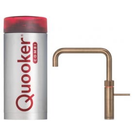 Quooker 2.2FSRVS Combi Fusion Square 3-in-1 Boiling Water Tap - Patinated Brass