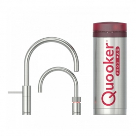Quooker 3NRRVSTT PRO3 Nordic Round 3 in 1 Boiling Water Twin Taps - Stainless Steel - 2